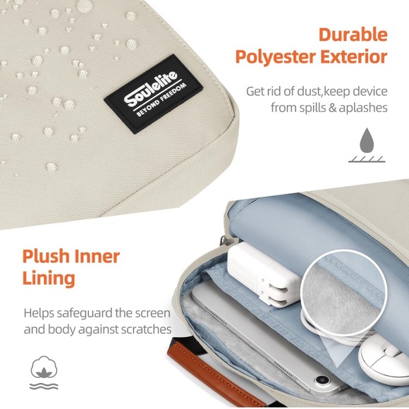 (1896) SoulElite Laptop or Tablet Sleeve Bag Creamy White Color - Picture 4 of 7